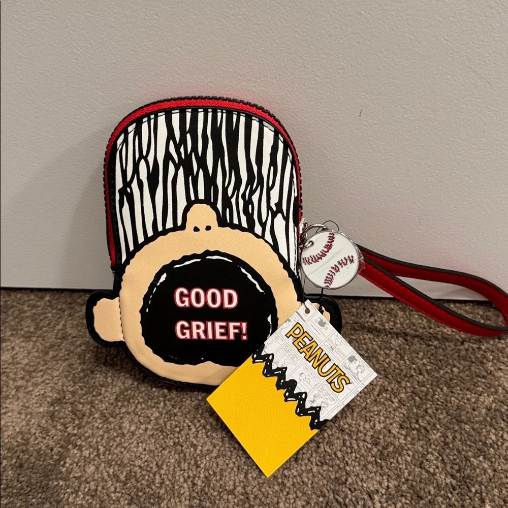 Peanuts Cream, Black & Red Baseball Cap Wristlet Clutch - Picture 2 of 4